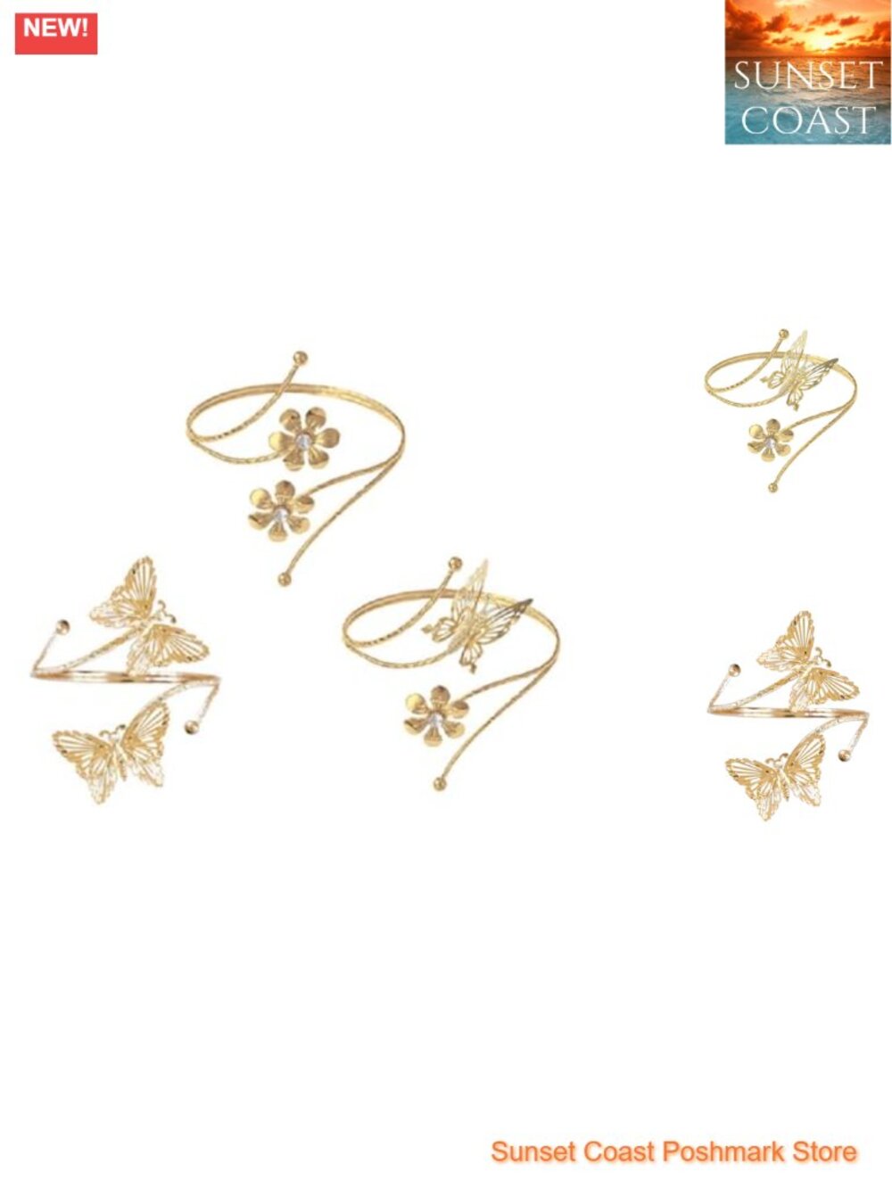 3PCS Chunky Cuff Bracelet Set Upper Arm Open Band Bangle Alloy Jewelry Women